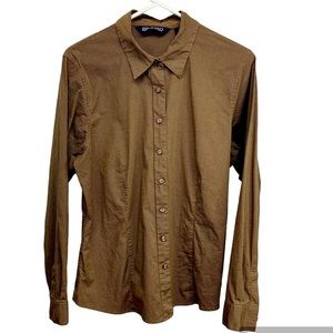 Lands’ End Blouse 16 Brown check Fitted